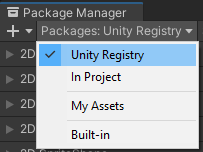 Реестр диспетчера пакетов Unity