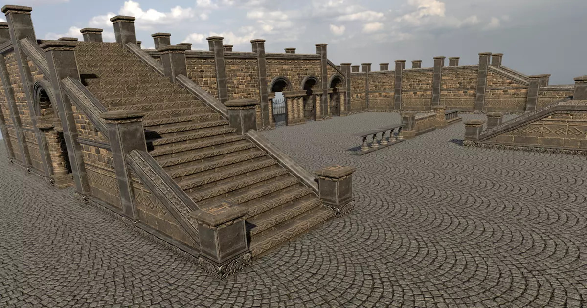 Модульный пакет Courtyard от Unity Asset Store.